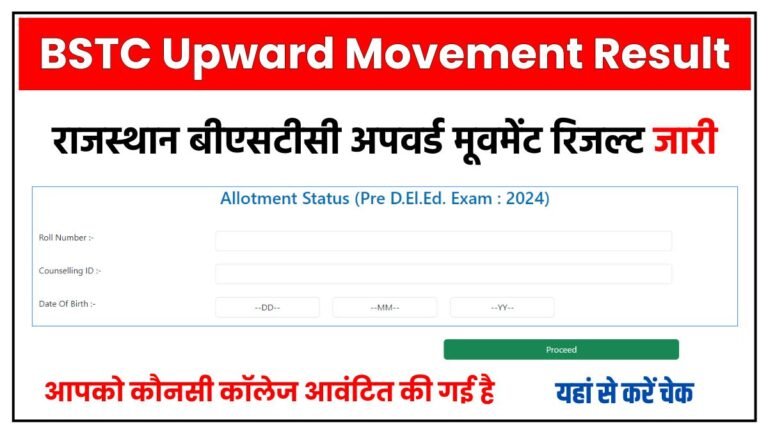 Rajasthan BSTC Upward Movement Result 2024