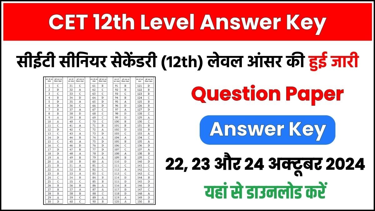 Rajasthan CET 12th Level Answer Key 2024